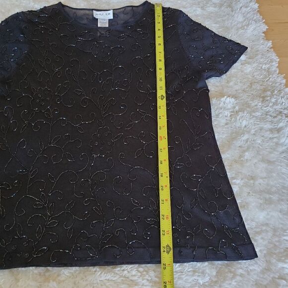 Oscar by Oscar de la Renta Embellished Black Top Size Large - Picture 6 of 7